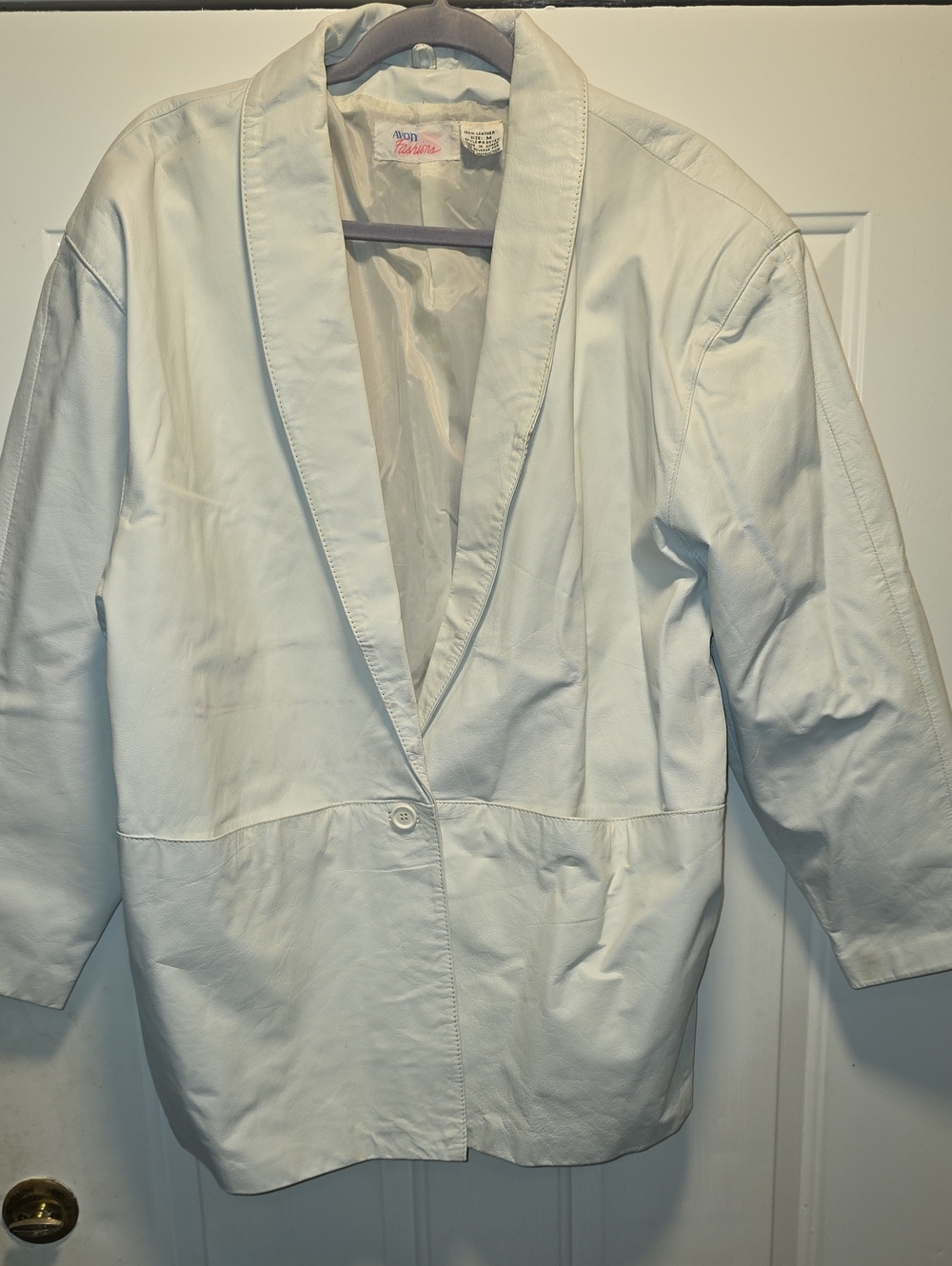 Avon White Leather Blazer Jacket